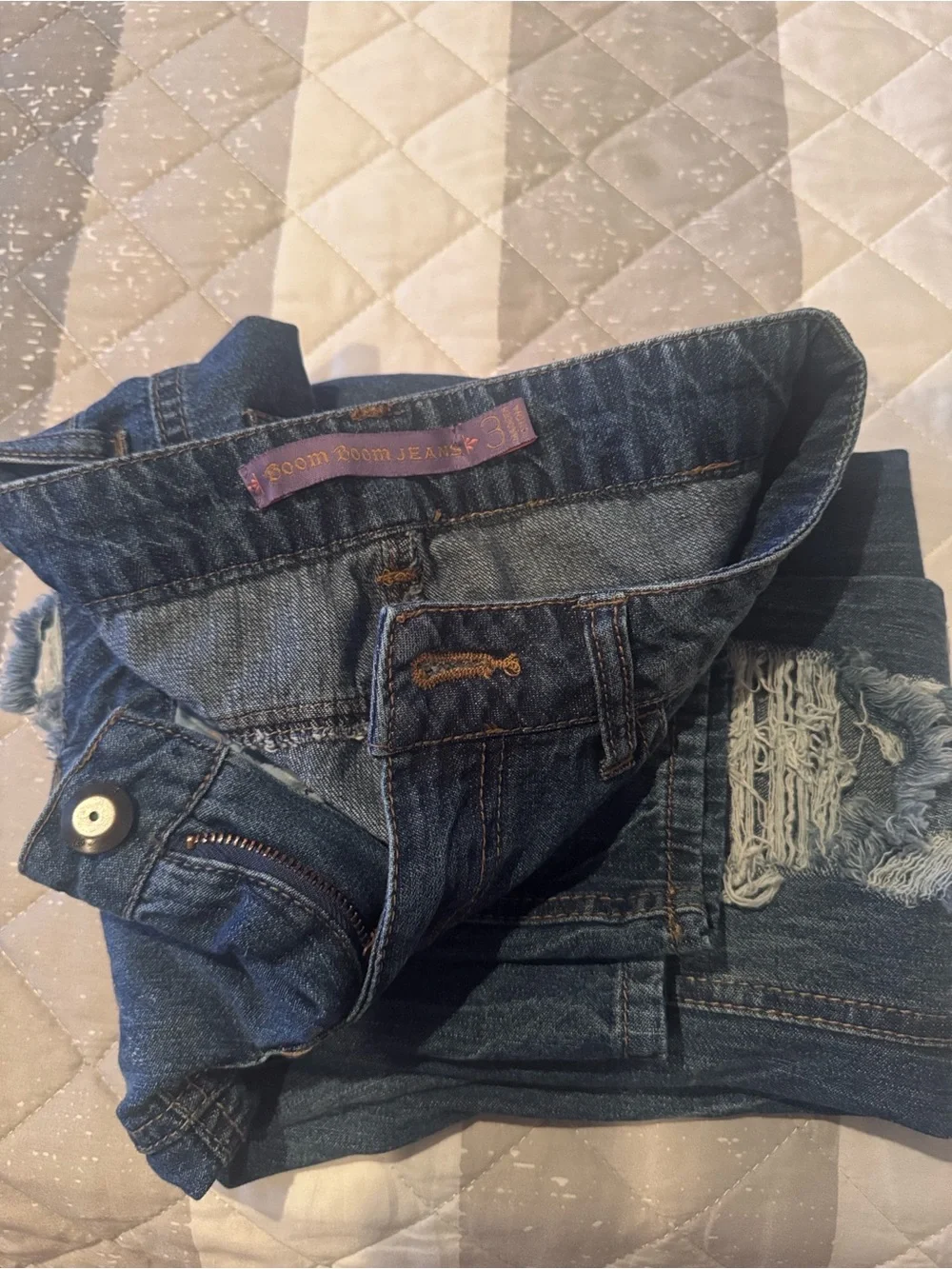 Boom Boom Jeans Distressed Dark Blue Women's Jeans - Picture 4 of 4